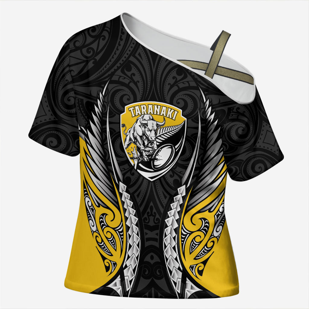 Taranaki 2026 Rugby Custom Cross Shoulder Shirt NZ Maori Silver Fern