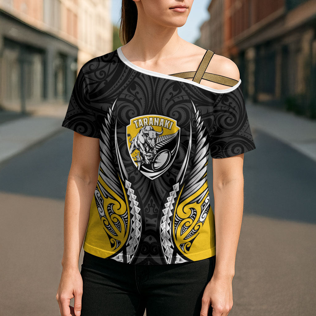 Taranaki 2026 Rugby Custom Cross Shoulder Shirt NZ Maori Silver Fern