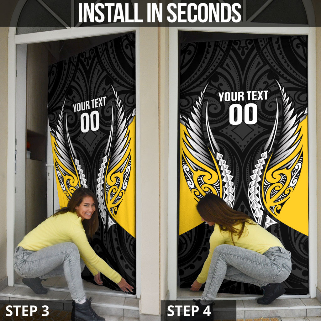 Taranaki 2026 Rugby Custom Door Cover NZ Maori Silver Fern