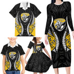 Taranaki 2026 Rugby Custom Family Matching Long Sleeve Bodycon Dress and Hawaiian Shirt NZ Maori Silver Fern