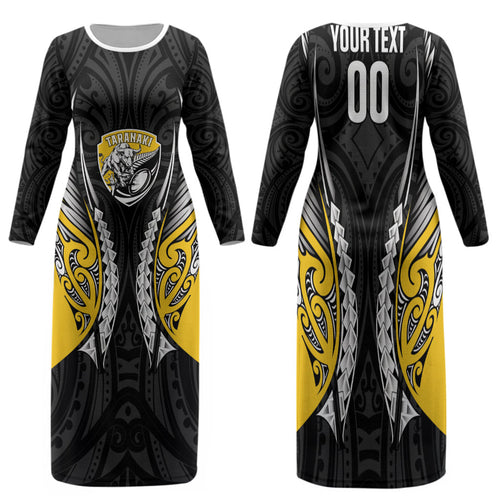 Taranaki 2026 Rugby Custom Family Matching Long Sleeve Bodycon Dress and Hawaiian Shirt NZ Maori Silver Fern