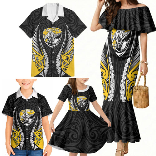 Taranaki 2026 Rugby Custom Family Matching Mermaid Dress and Hawaiian Shirt NZ Maori Silver Fern