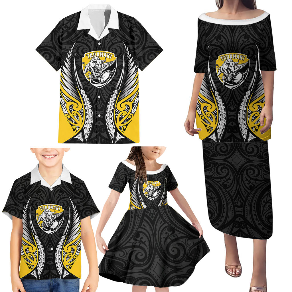 Taranaki 2026 Rugby Custom Family Matching Puletasi and Hawaiian Shirt NZ Maori Silver Fern