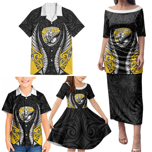 Taranaki 2026 Rugby Custom Family Matching Puletasi and Hawaiian Shirt NZ Maori Silver Fern