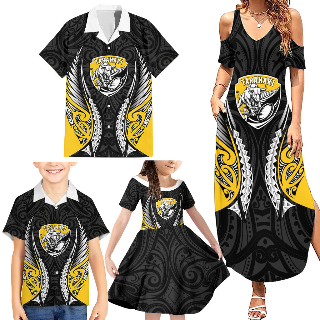 Taranaki 2026 Rugby Custom Family Matching Summer Maxi Dress and Hawaiian Shirt NZ Maori Silver Fern