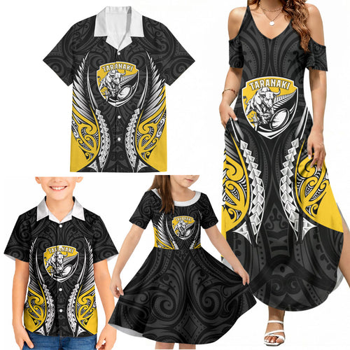 Taranaki 2026 Rugby Custom Family Matching Summer Maxi Dress and Hawaiian Shirt NZ Maori Silver Fern