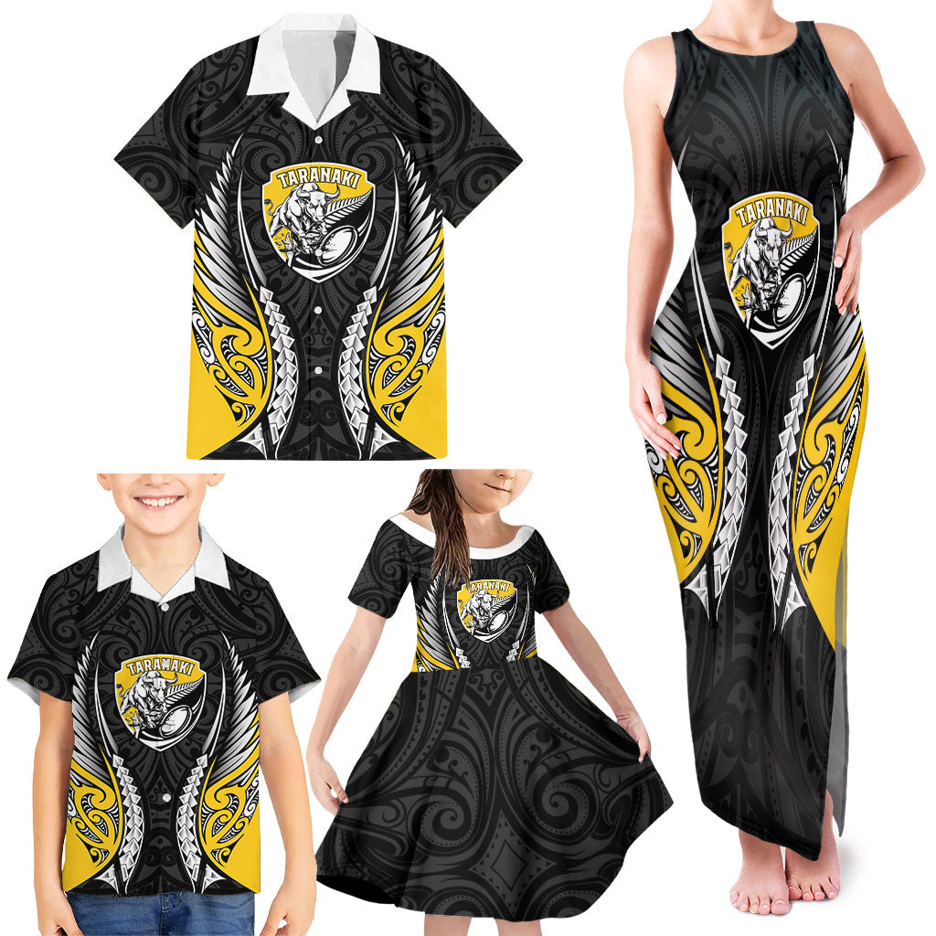 Taranaki 2026 Rugby Custom Family Matching Tank Maxi Dress and Hawaiian Shirt NZ Maori Silver Fern