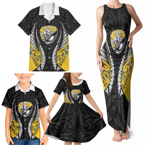 Taranaki 2026 Rugby Custom Family Matching Tank Maxi Dress and Hawaiian Shirt NZ Maori Silver Fern