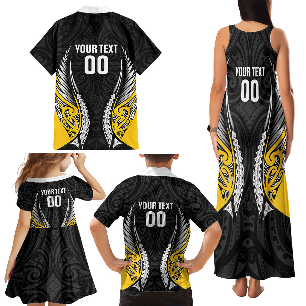 Taranaki 2026 Rugby Custom Family Matching Tank Maxi Dress and Hawaiian Shirt NZ Maori Silver Fern