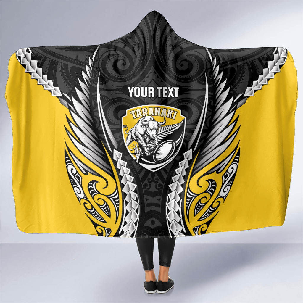 Taranaki 2026 Rugby Custom Hooded Blanket NZ Maori Silver Fern