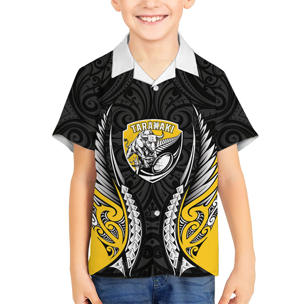 Taranaki 2026 Rugby Custom Kid Hawaiian Shirt NZ Maori Silver Fern