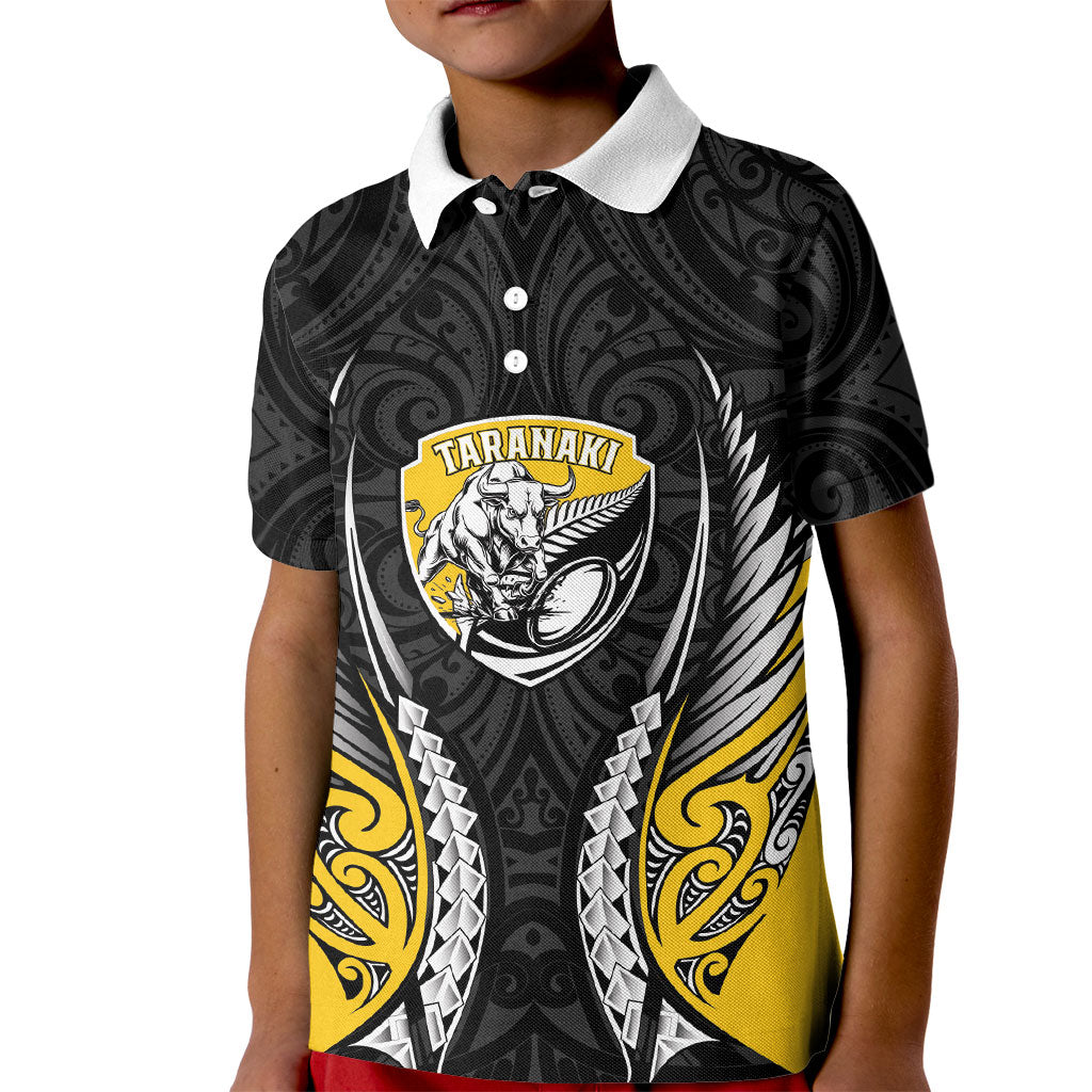 Taranaki 2026 Rugby Custom Kid Polo Shirt NZ Maori Silver Fern