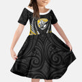 Taranaki 2026 Rugby Custom Kid Short Sleeve Dress NZ Maori Silver Fern