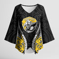 Taranaki 2026 Rugby Custom Kimono Sleeve Blouse NZ Maori Silver Fern