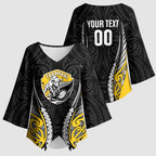 Taranaki 2026 Rugby Custom Kimono Sleeve Blouse NZ Maori Silver Fern