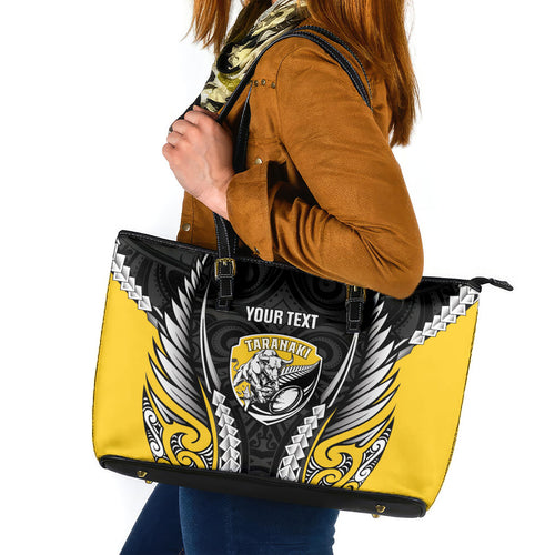 Taranaki 2026 Rugby Custom Leather Tote Bag NZ Maori Silver Fern