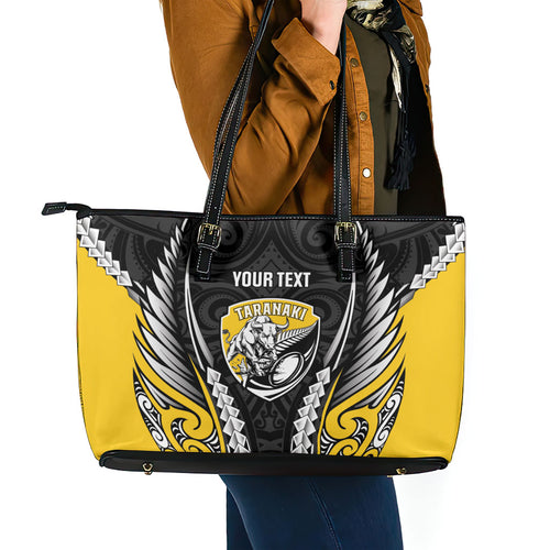 Taranaki 2026 Rugby Custom Leather Tote Bag NZ Maori Silver Fern