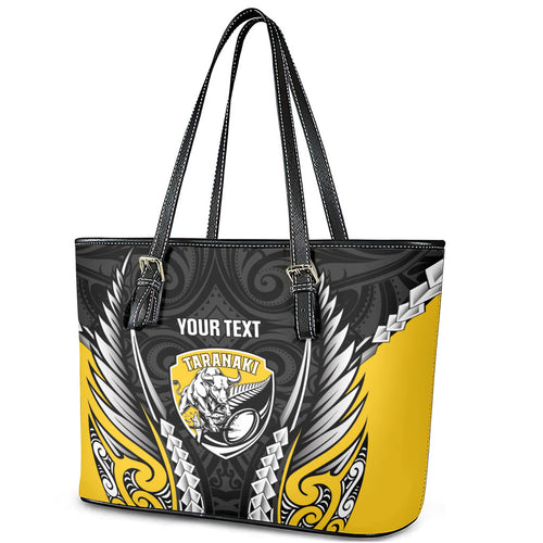 Taranaki 2026 Rugby Custom Leather Tote Bag NZ Maori Silver Fern
