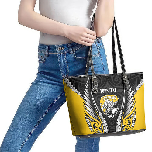 Taranaki 2026 Rugby Custom Leather Tote Bag NZ Maori Silver Fern
