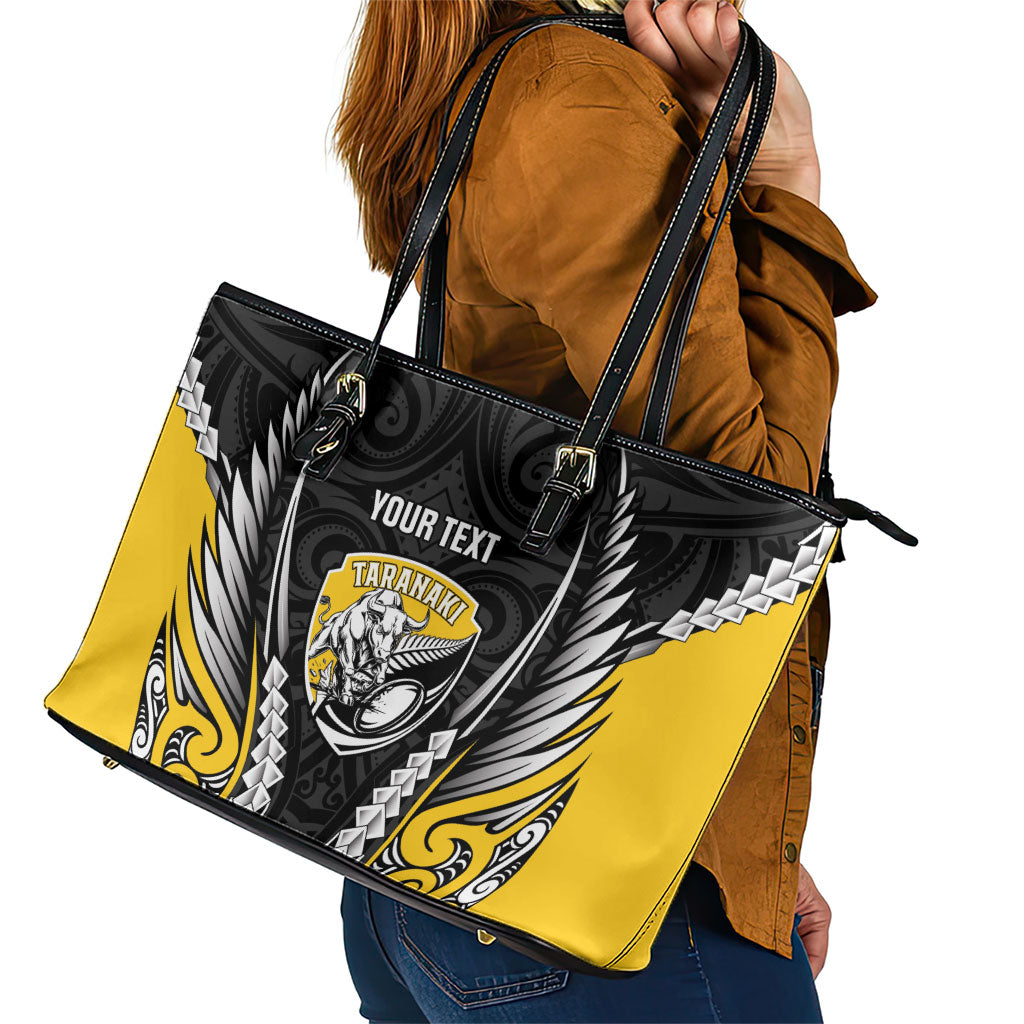 Taranaki 2026 Rugby Custom Leather Tote Bag NZ Maori Silver Fern