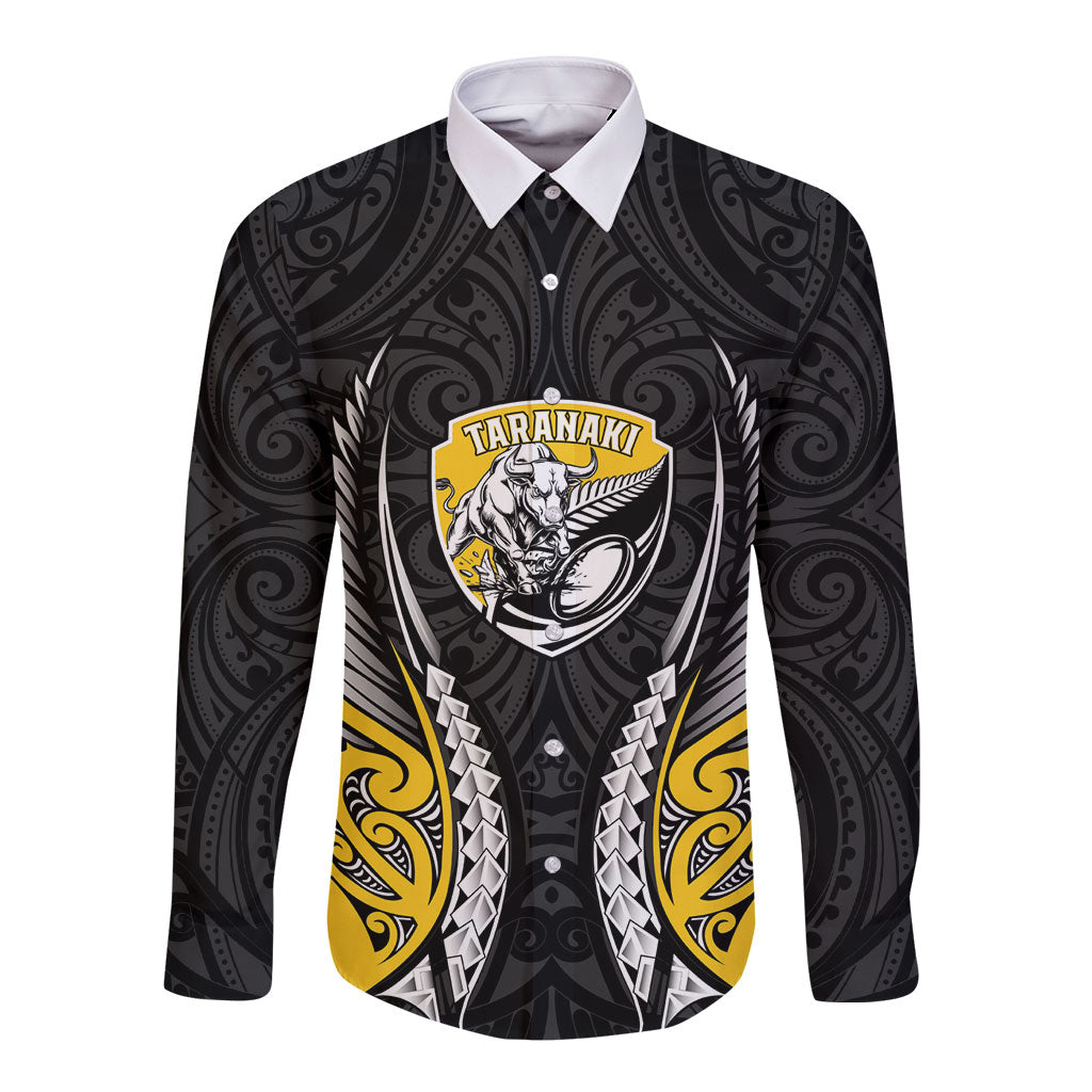 Taranaki 2026 Rugby Custom Long Sleeve Button Shirt NZ Maori Silver Fern