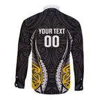 Taranaki 2026 Rugby Custom Long Sleeve Button Shirt NZ Maori Silver Fern