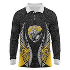 Taranaki 2026 Rugby Custom Long Sleeve Polo Shirt NZ Maori Silver Fern