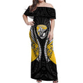 Taranaki 2026 Rugby Custom Off Shoulder Maxi Dress NZ Maori Silver Fern