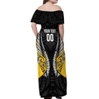 Taranaki 2026 Rugby Custom Off Shoulder Maxi Dress NZ Maori Silver Fern