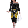 Taranaki 2026 Rugby Custom Off The Shoulder Long Sleeve Dress NZ Maori Silver Fern