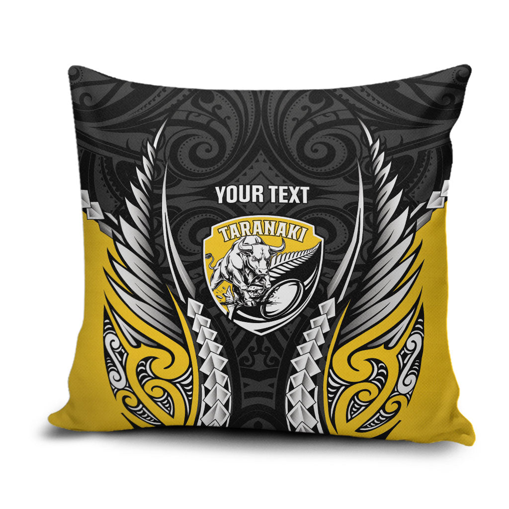 Taranaki 2026 Rugby Custom Pillow Cover NZ Maori Silver Fern