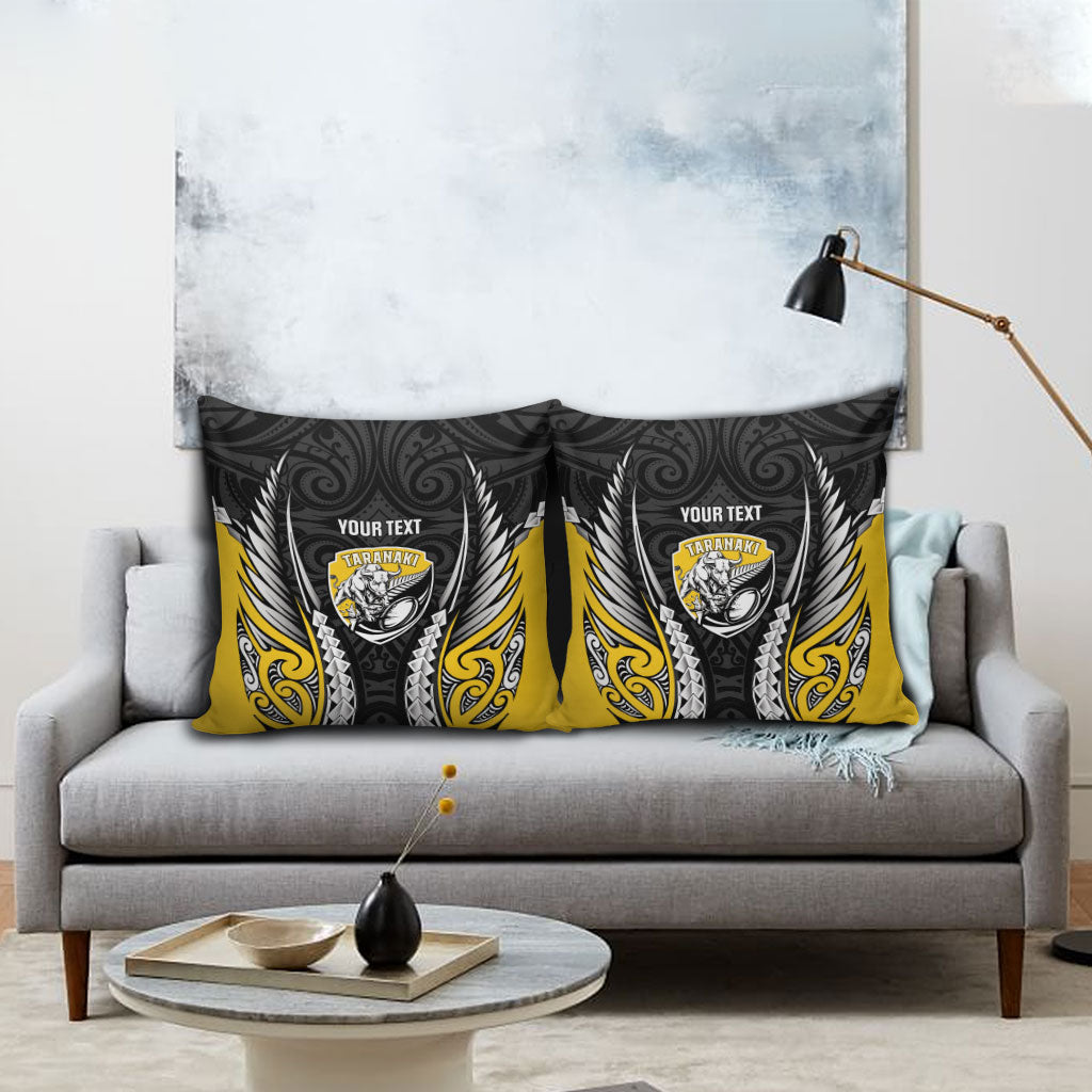 Taranaki 2026 Rugby Custom Pillow Cover NZ Maori Silver Fern