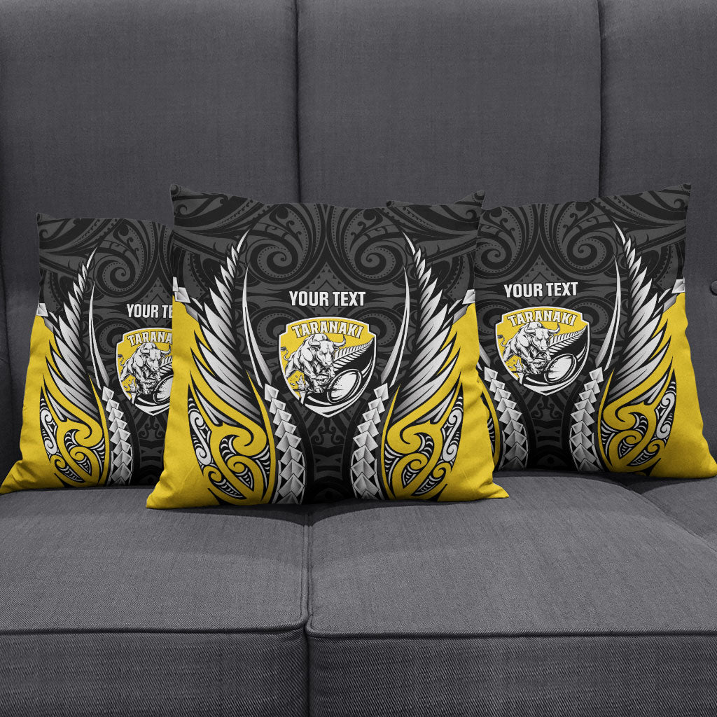 Taranaki 2026 Rugby Custom Pillow Cover NZ Maori Silver Fern