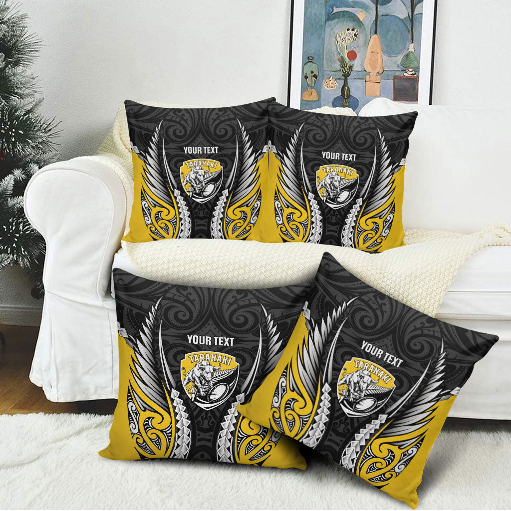 Taranaki 2026 Rugby Custom Pillow Cover NZ Maori Silver Fern