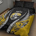Taranaki 2026 Rugby Custom Quilt Bed Set NZ Maori Silver Fern