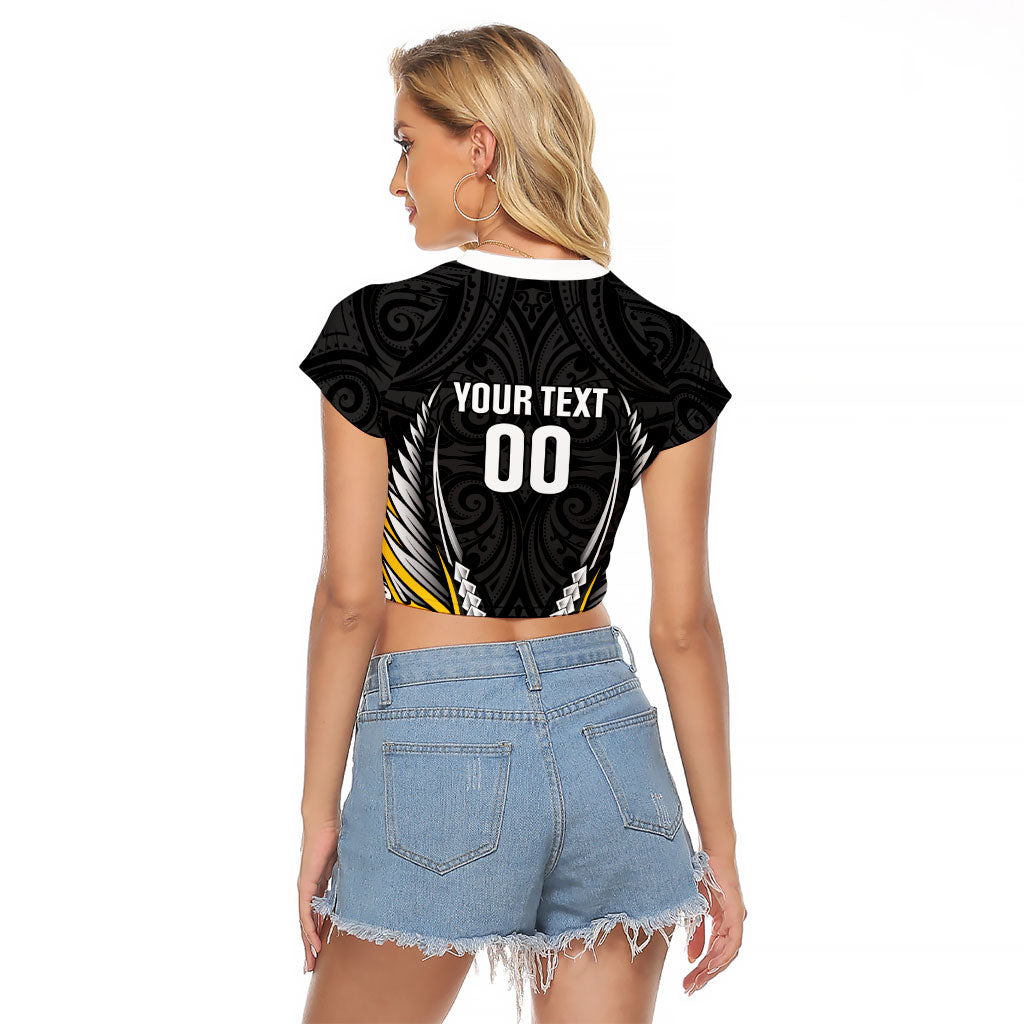Taranaki 2026 Rugby Custom Raglan Cropped T Shirt NZ Maori Silver Fern