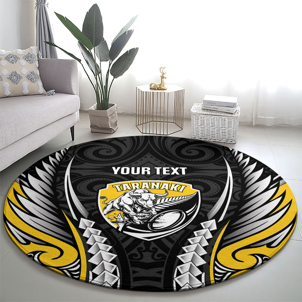 Taranaki 2026 Rugby Custom Round Carpet NZ Maori Silver Fern
