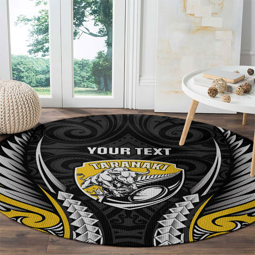 Taranaki 2026 Rugby Custom Round Carpet NZ Maori Silver Fern