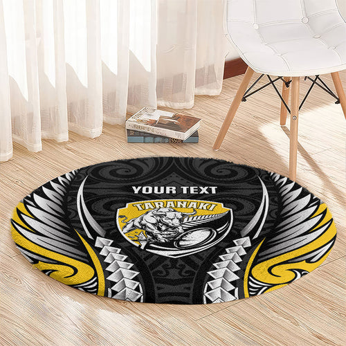 Taranaki 2026 Rugby Custom Round Carpet NZ Maori Silver Fern