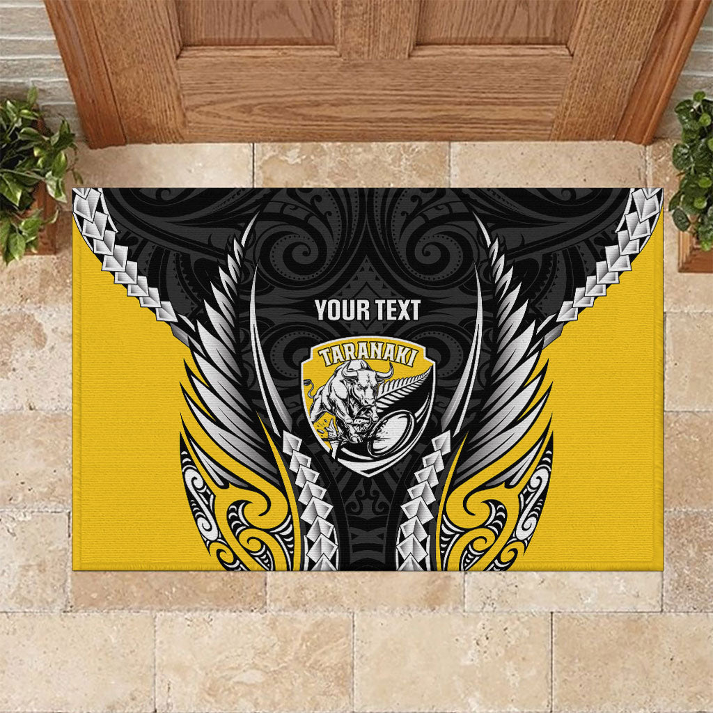 Taranaki 2026 Rugby Custom Rubber Doormat NZ Maori Silver Fern