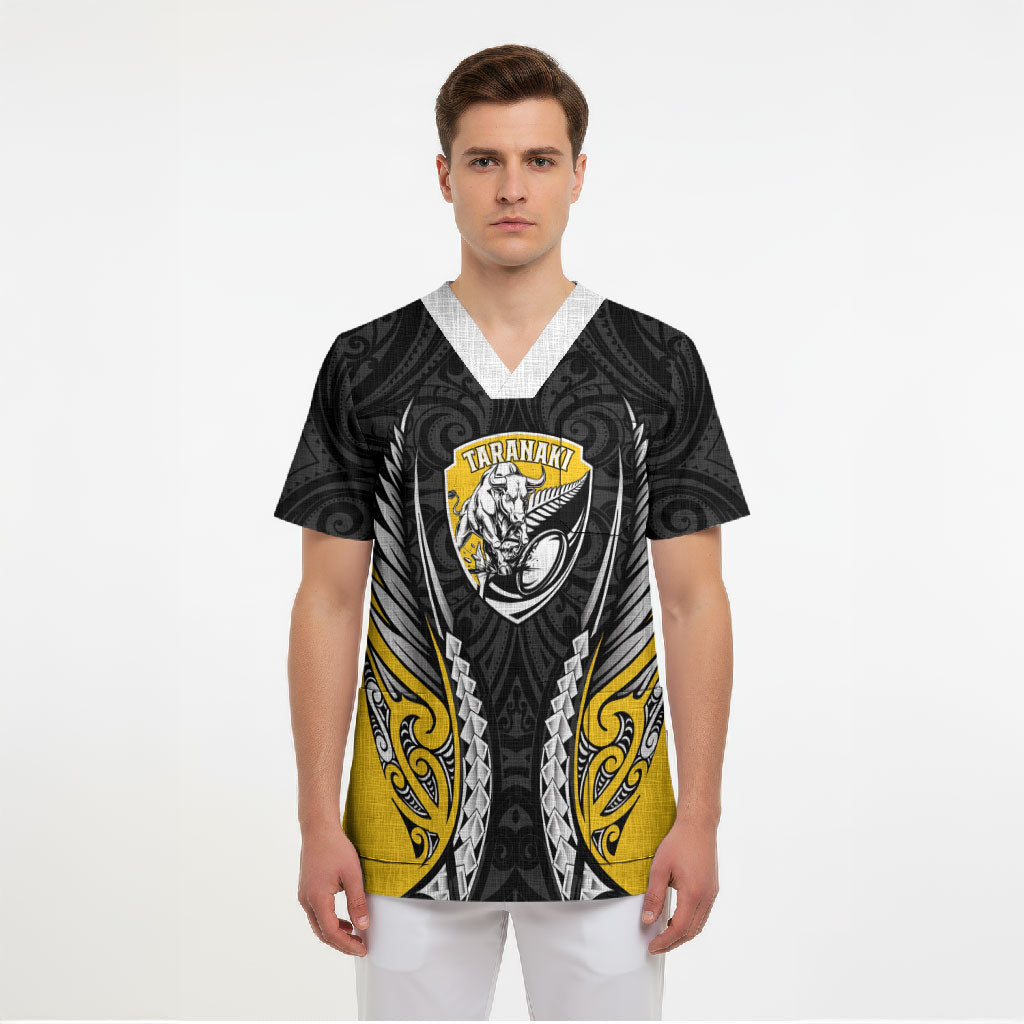 Taranaki 2026 Rugby Custom Scrub Top NZ Maori Silver Fern