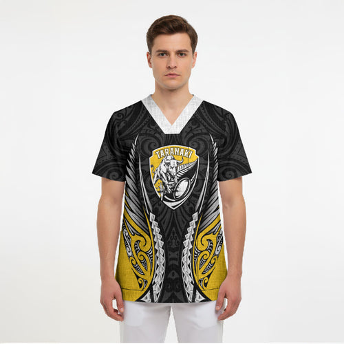 Taranaki 2026 Rugby Custom Scrub Top NZ Maori Silver Fern