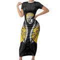 Taranaki 2026 Rugby Custom Short Sleeve Bodycon Dress NZ Maori Silver Fern