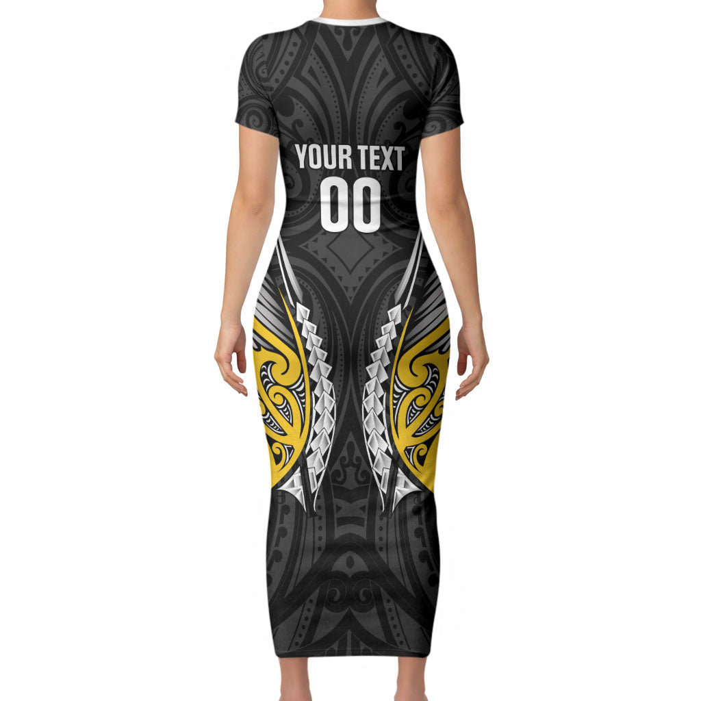 Taranaki 2026 Rugby Custom Short Sleeve Bodycon Dress NZ Maori Silver Fern