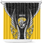Taranaki 2026 Rugby Custom Shower Curtain NZ Maori Silver Fern