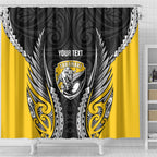 Taranaki 2026 Rugby Custom Shower Curtain NZ Maori Silver Fern