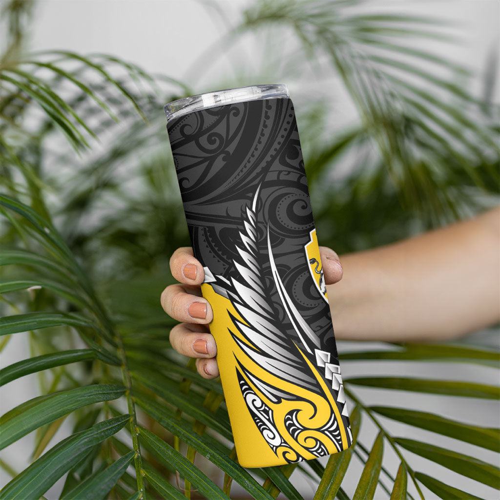 Taranaki 2026 Rugby Custom Skinny Tumbler NZ Maori Silver Fern