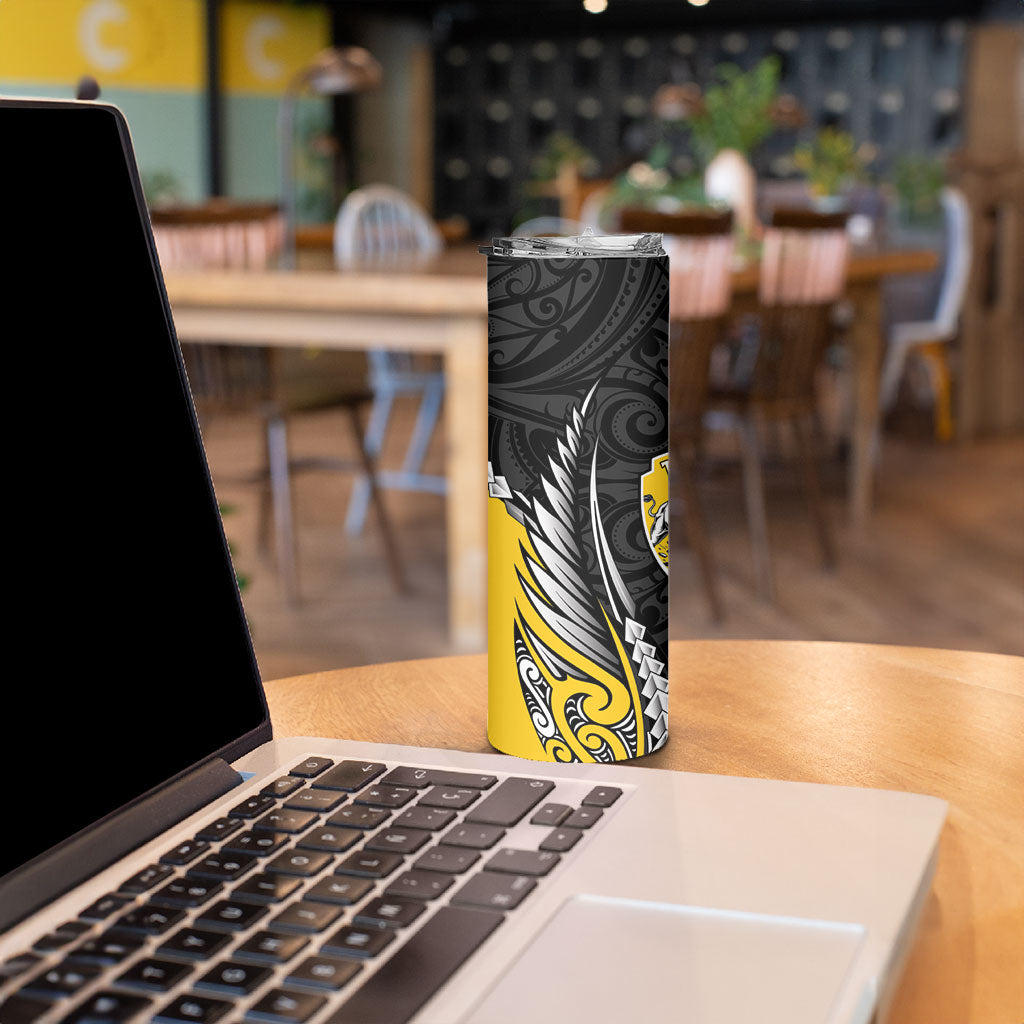 Taranaki 2026 Rugby Custom Skinny Tumbler NZ Maori Silver Fern