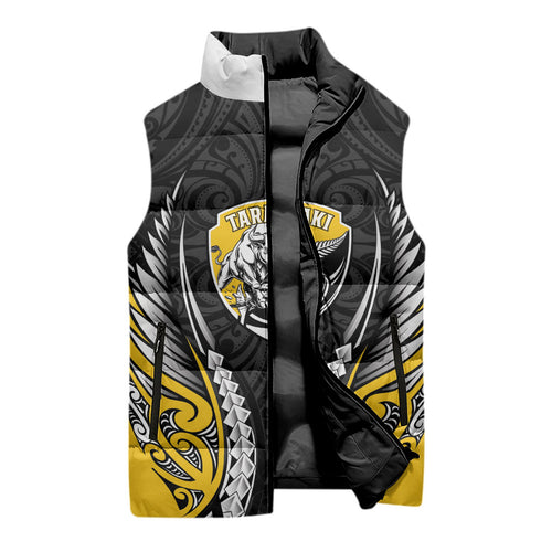 Taranaki 2026 Rugby Custom Sleeveless Puffer Jacket NZ Maori Silver Fern