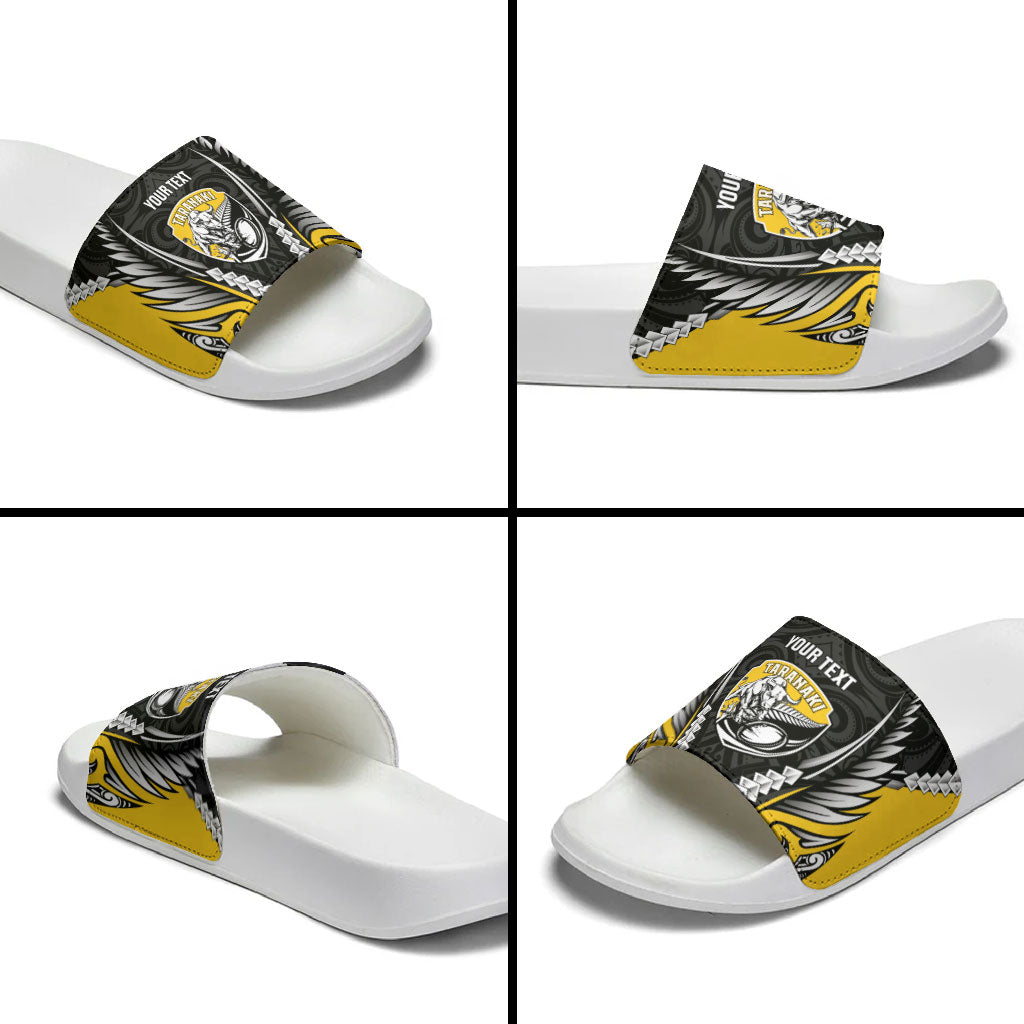 Taranaki 2026 Rugby Custom Slide Sandals NZ Maori Silver Fern